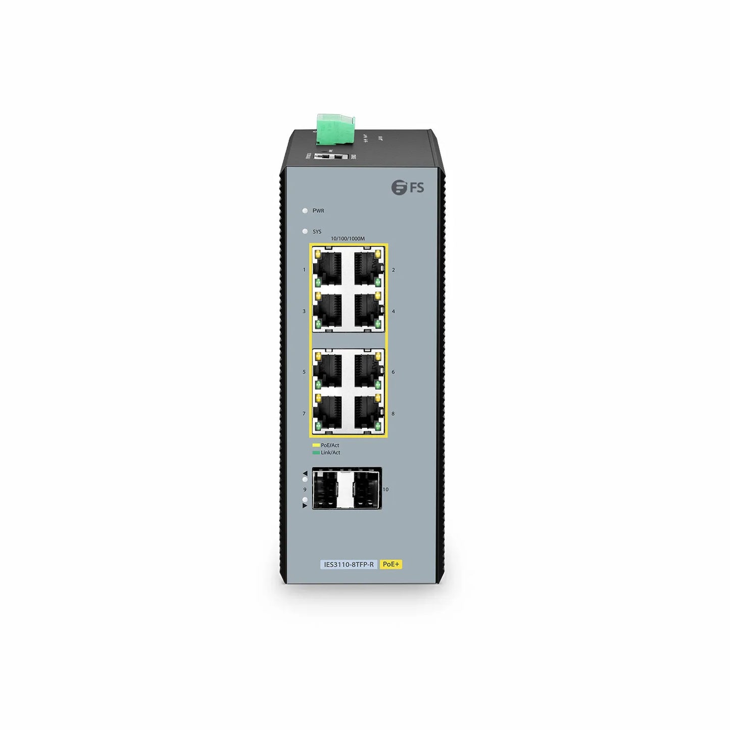 IES3110-8TFP-R, 8-Port Gigabit Ethernet L2+ Managed Industrial PoE+ Switch, 8 x PoE+ Ports @240W, with 2 x 1Gb SFP, Wide-Temp