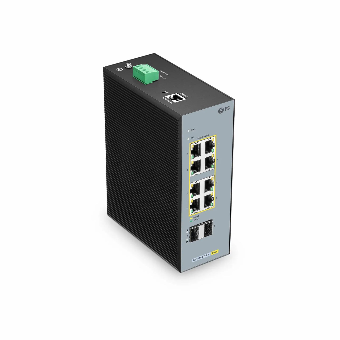 IES3110-8TFP-R, 8-Port Gigabit Ethernet L2+ Managed Industrial PoE+ Switch, 8 x PoE+ Ports @240W, with 2 x 1Gb SFP, Wide-Temp