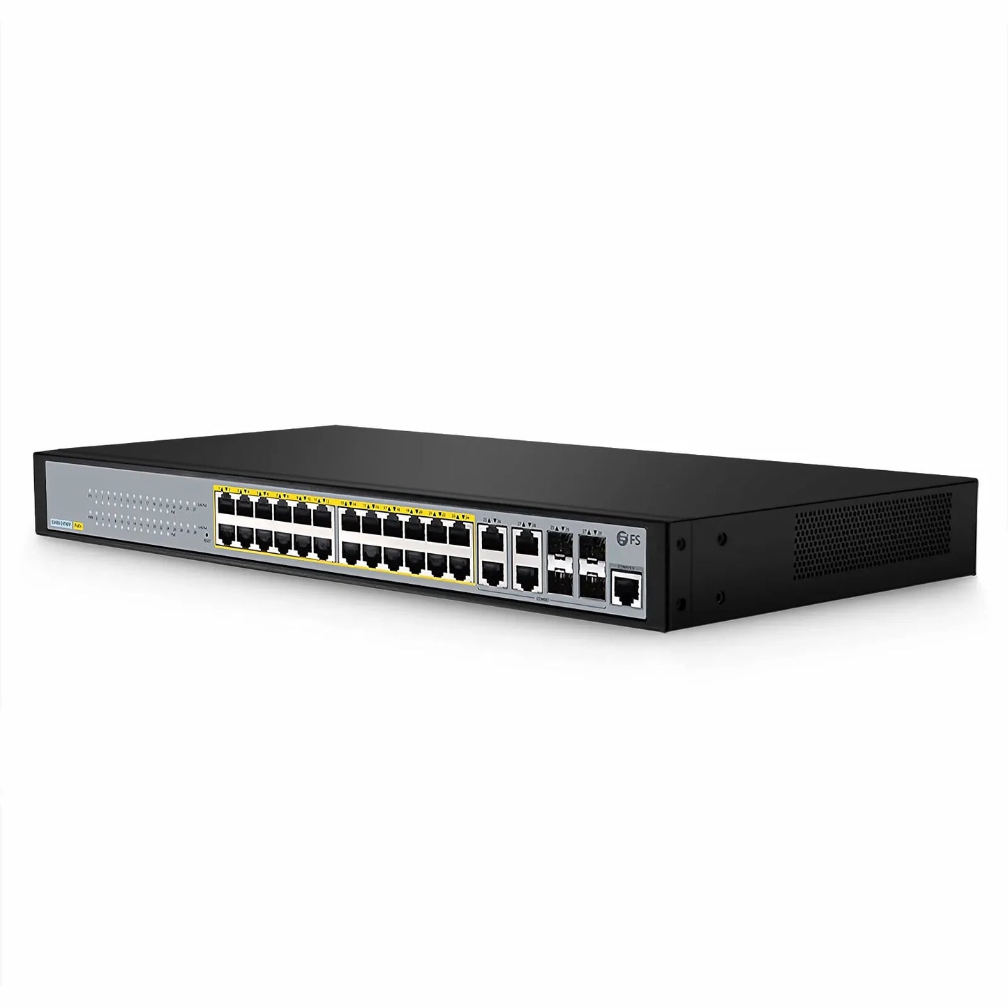 S3400-24T4FP, 24-Port Gigabit Ethernet L2+ PoE+ Switch, 24 x PoE+ Ports @370W, with 4 x 1Gb Combo Uplinks, Support ERPS