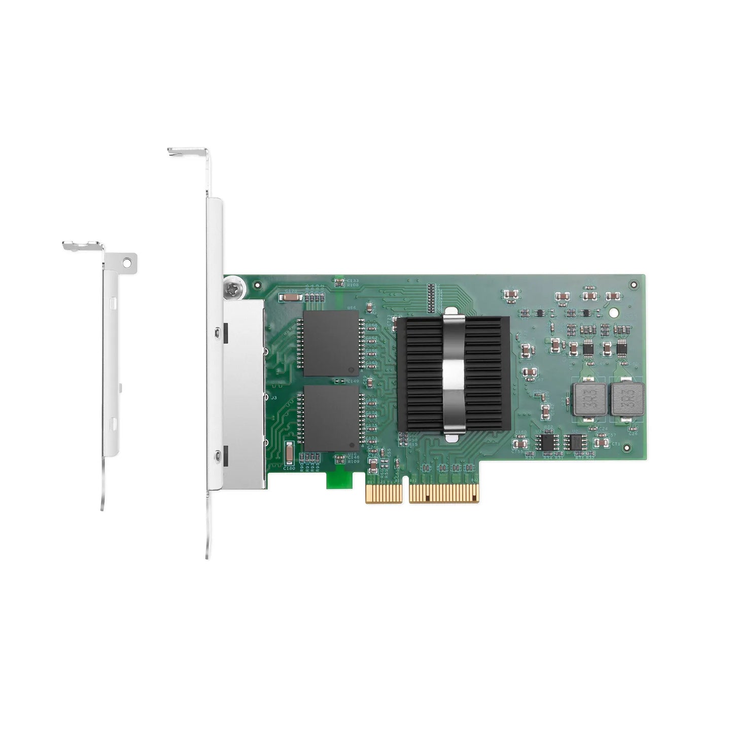 Intel I350-AM4 Based Ethernet Network Interface Card, 1G Quad-Port RJ45, PCIe 2.0 x4, Comparable to Intel I350-T4V2, Tall&Short Bracket