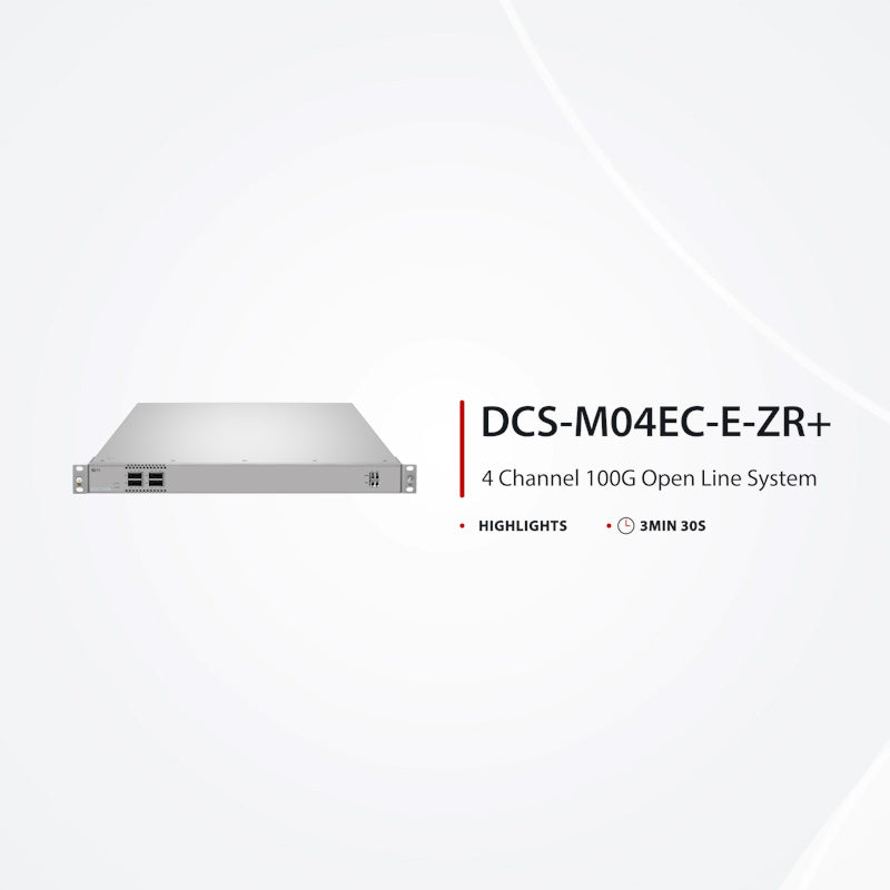 D5110-M04EC-E-ZR+, 4 Channel 100G Active DWDM Multiplexer for Open Line Systems, C21, 4 x 100G QSFP28, Dual Fiber, 1U Rack Mount, 0-120km, Support AmpCon-T/WebGUI Network Management