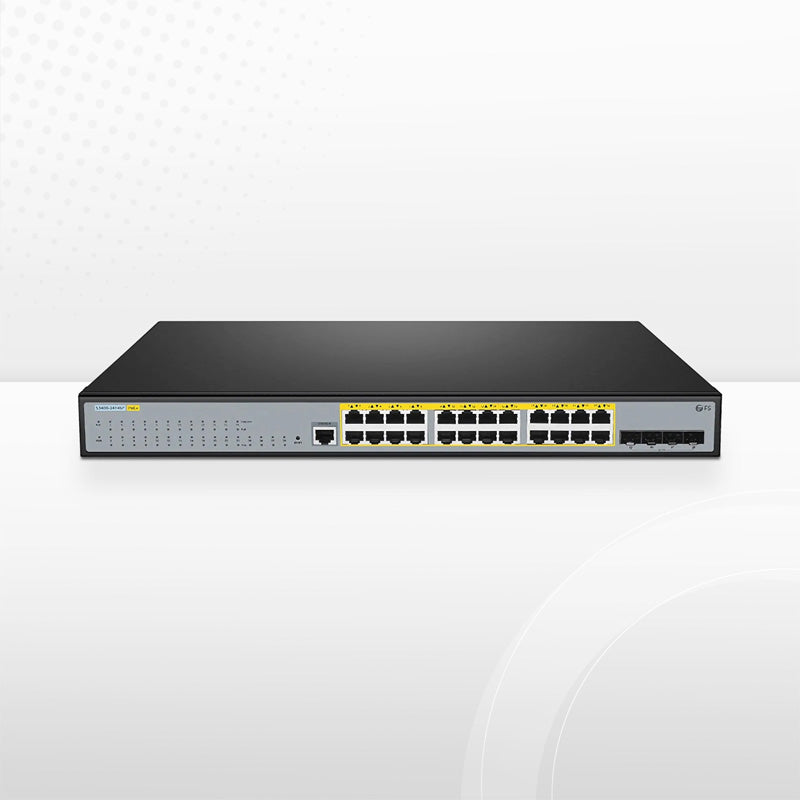 S3400-24T4SP, 24-Port Gigabit Ethernet L2+ PoE+ Switch, 24 x PoE+ Ports @370W, with 4 x 10Gb SFP+ Uplinks, Support Stacking