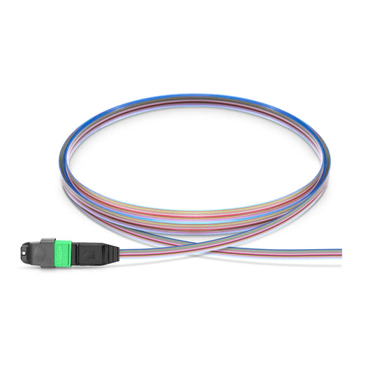 1m (3ft) MTP® Fiber Pigtail, MTP-12® APC (Male) to Unterminated, 12 Fibers, Single Mode (OS2), Unjacketed, 12-Color