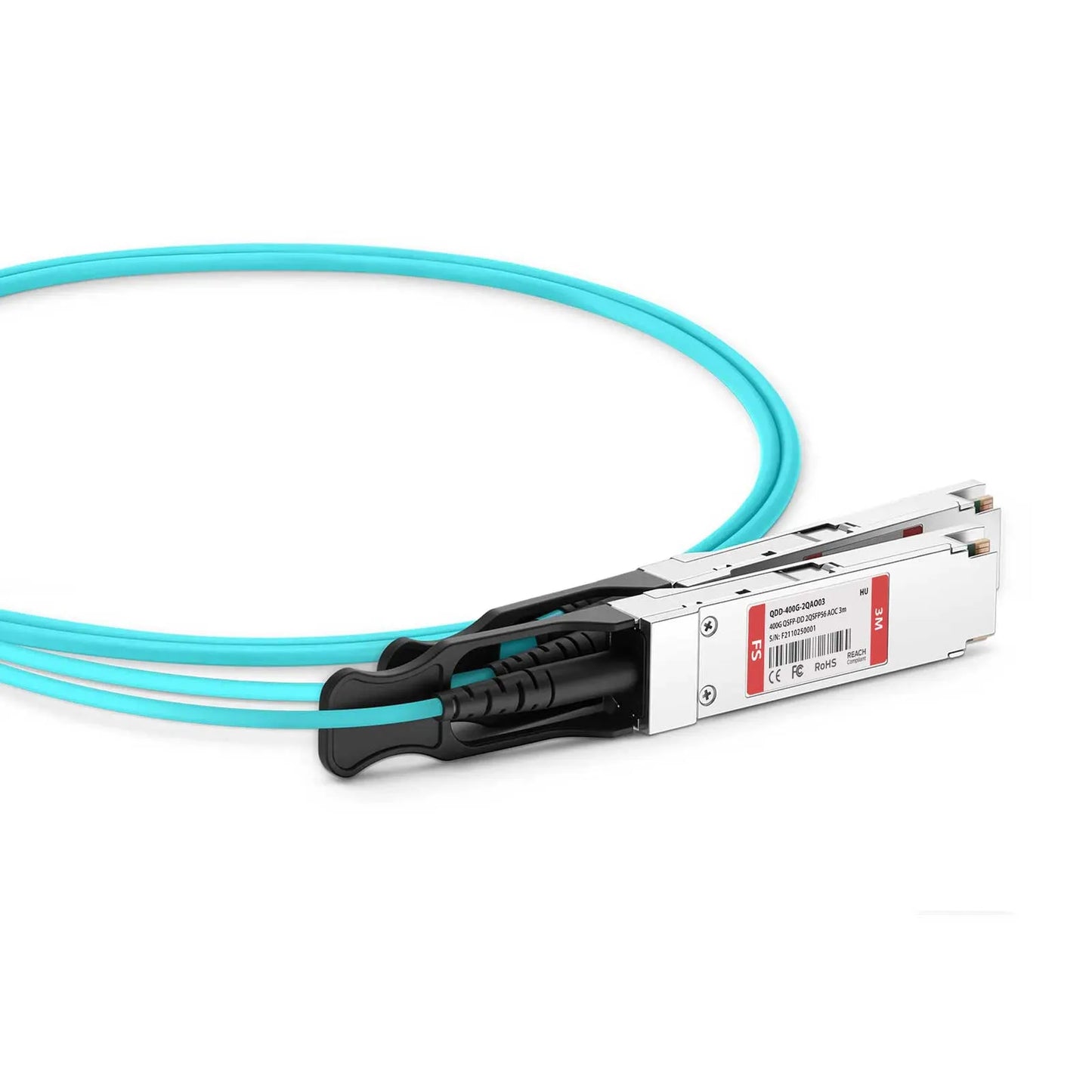 3m (10ft) HW QSFP-DD-2QSFP200G-AOC3M Compatible 400G QSFP-DD 8 x 50G PAM4 to 2 x 200G QSFP56 4 x 50G PAM4 Ethernet Active Optical Breakout Cable