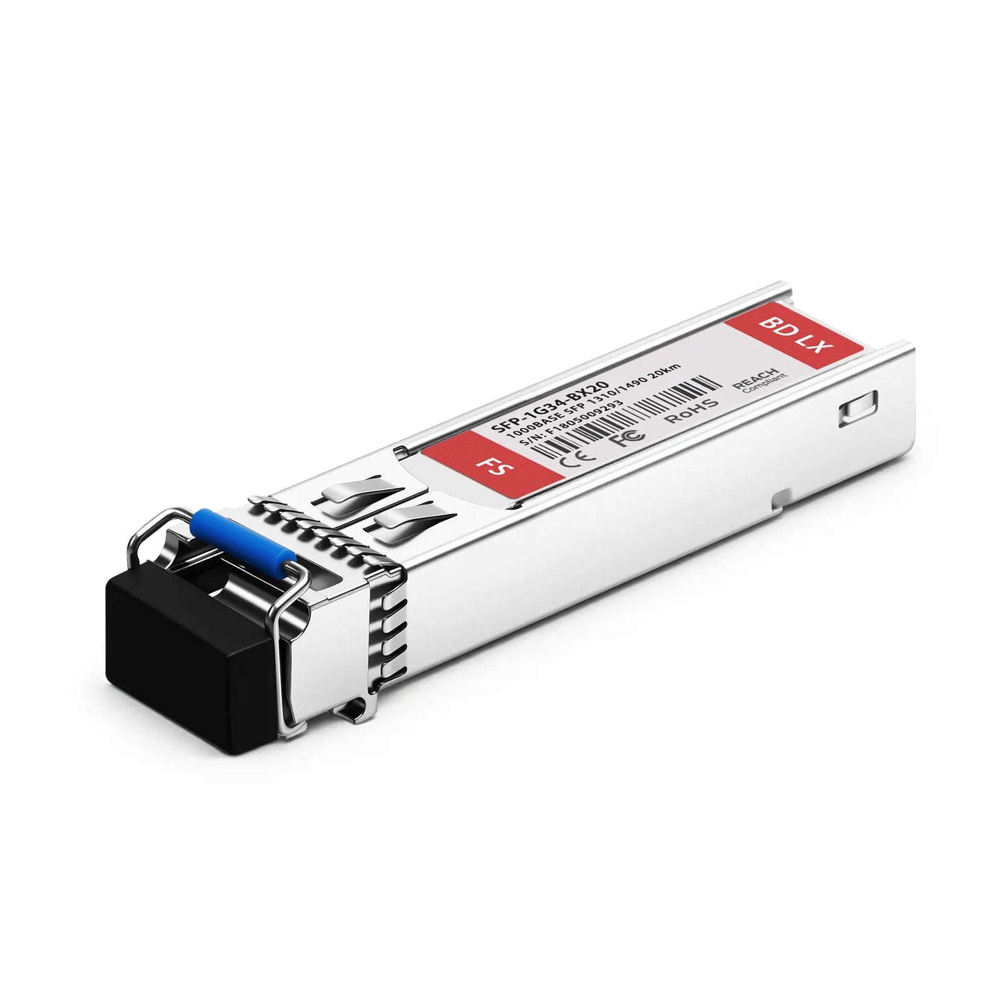 Cisco Linksys MGBBX1 Compatible 1000BASE-BX-U SFP BiDi 1310nm-TX/1490nm-RX 20km DOM Simplex LC/UPC SMF Optical Transceiver Module