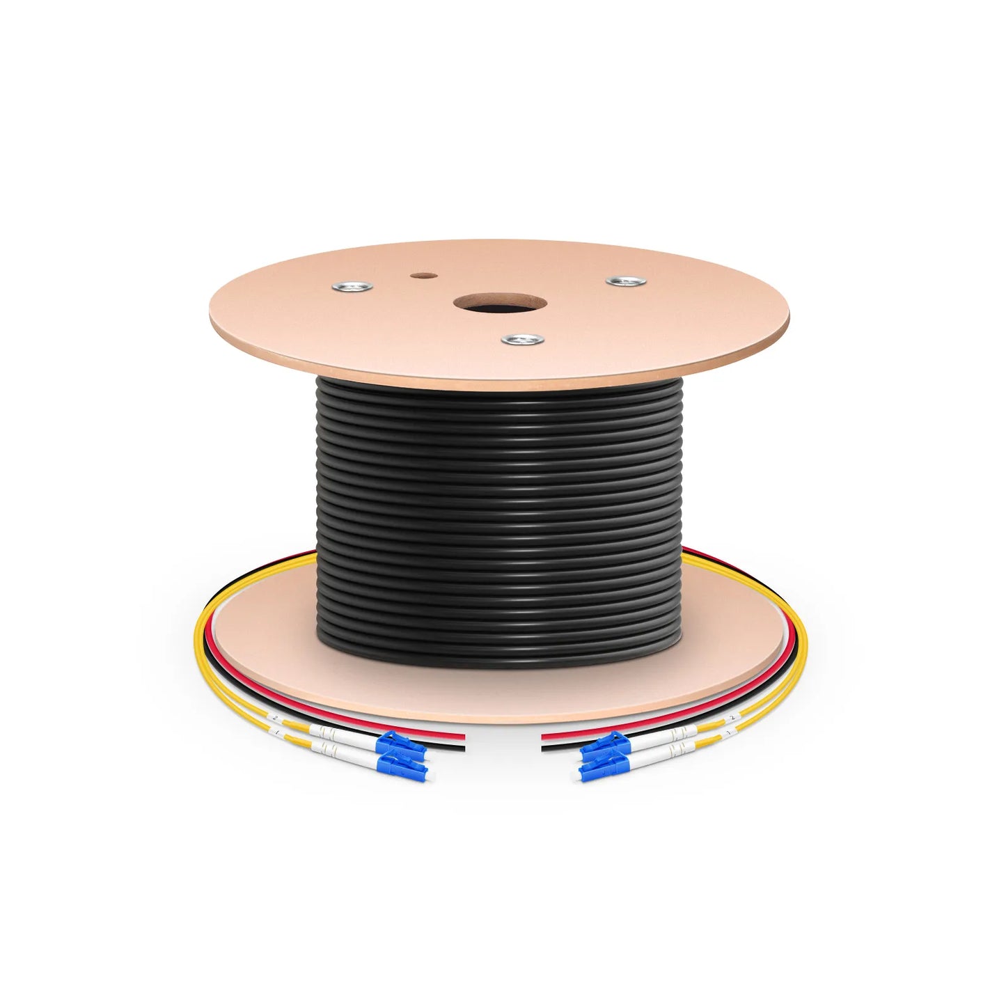 300m (984ft) Hybrid Fiber and Power Cable, Indoor, Plenum (OFNP), Single Mode (OS2), 2 Fibers, Tight-Buffered, LC UPC Simplex to LC UPC Simplex, 2 Conductors 17AWG