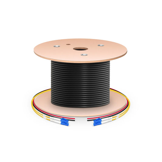 300m (984ft) Hybrid Fiber and Power Cable, Indoor, Plenum (OFNP), Single Mode (OS2), 2 Fibers, Tight-Buffered, LC UPC Simplex to LC UPC Simplex, 2 Conductors 17AWG