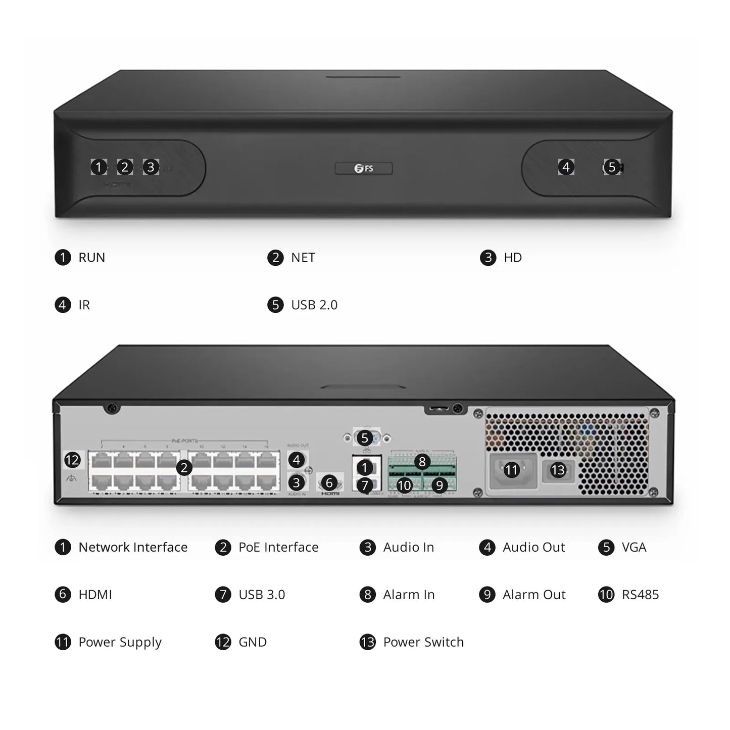 NVR204-32C-16P-V2, 32-Channel 1.5U 16 PoE 4K ＆ H.265 Decoding Format, Up to 4x 10TB Hard Drive (Not Included), Live View/Playback Network Video Recorder