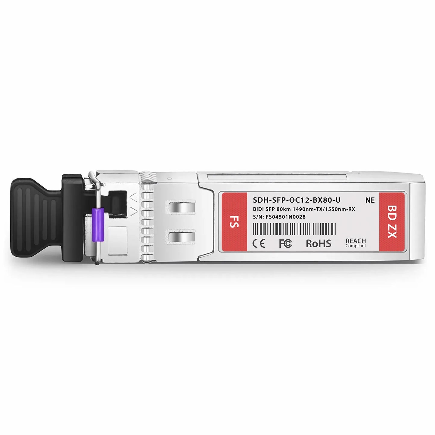 NETGEAR OC-12/STM-4 Compatible 1000Base-BX-U SFP BiDi 1490nm-TX/1550nm-RX 80km DOM Simplex LC/UPC SMF Optical Transceiver Module