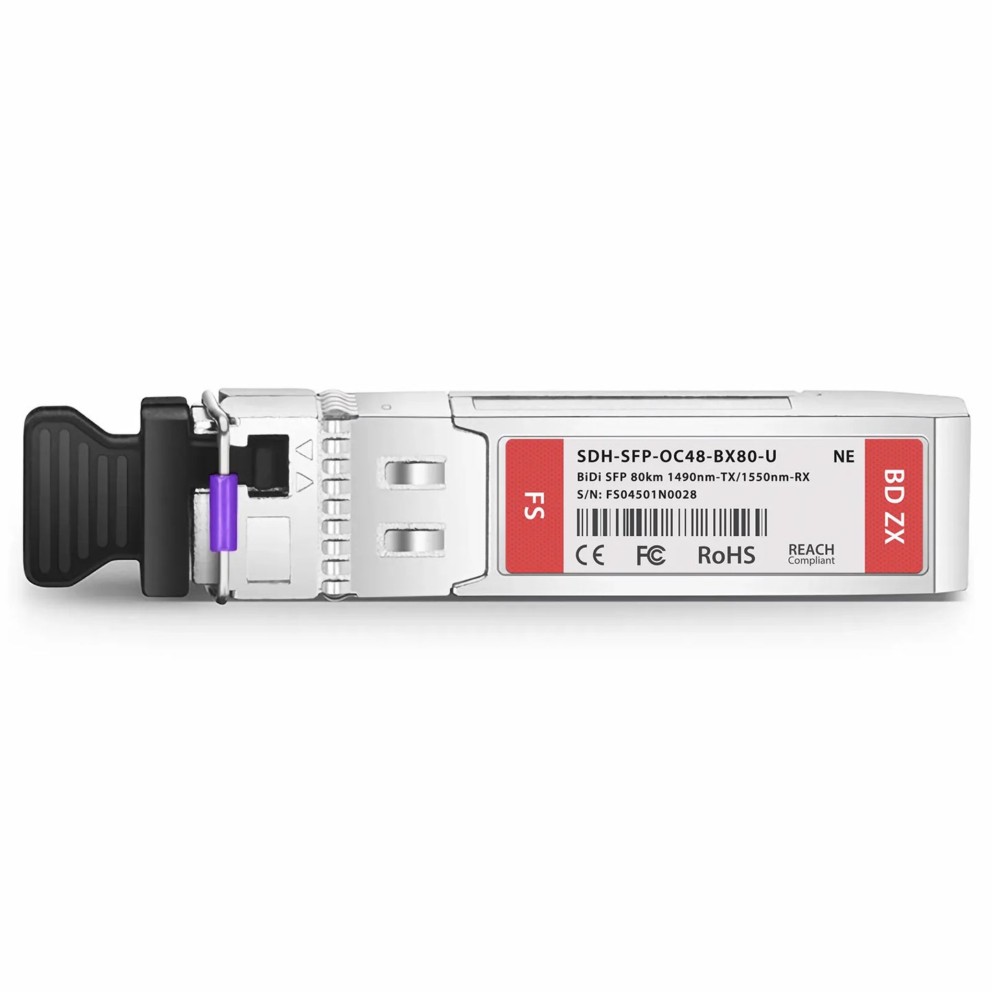 NETGEAR Compatible OC-48/STM-16 SFP BiDi 1490nm-TX/1550nm-RX 80km DOM Simplex LC SMF Optical Transceiver Module
