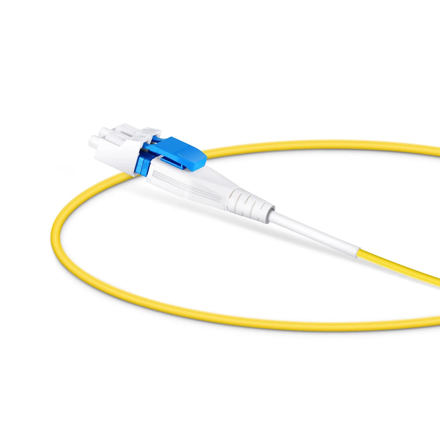 0.5m (1.6ft) Fiber Patch Cable, 2 Fibers, LC UPC Duplex to LC UPC Duplex Flat Clip Uniboot, Single Mode (OS2), Riser (OFNR), 2.0mm, Yellow