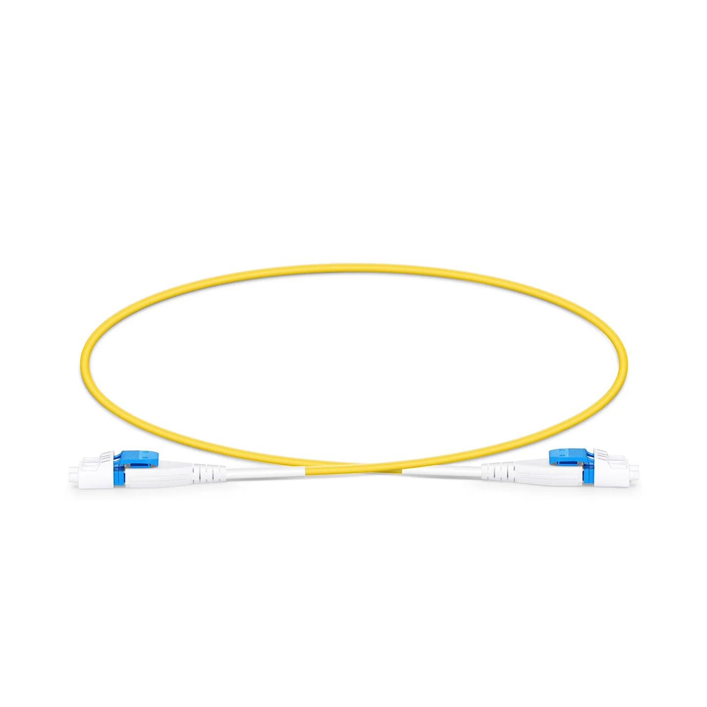 0.5m (1.6ft) Fiber Patch Cable, 2 Fibers, LC UPC Duplex to LC UPC Duplex Flat Clip Uniboot, Single Mode (OS2), Riser (OFNR), 2.0mm, Yellow
