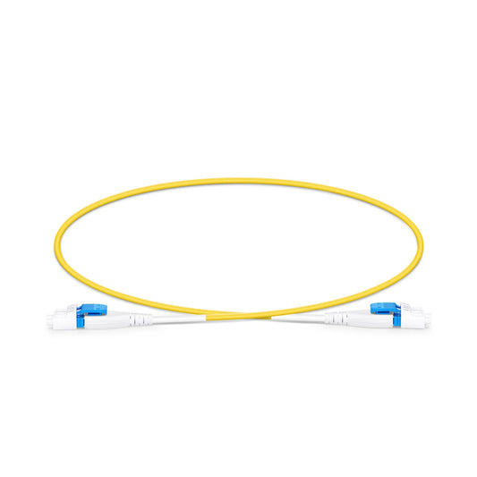 0.5m (1.6ft) Fiber Patch Cable, 2 Fibers, LC UPC Duplex to LC UPC Duplex Flat Clip Uniboot, Single Mode (OS2), Riser (OFNR), 2.0mm, Yellow