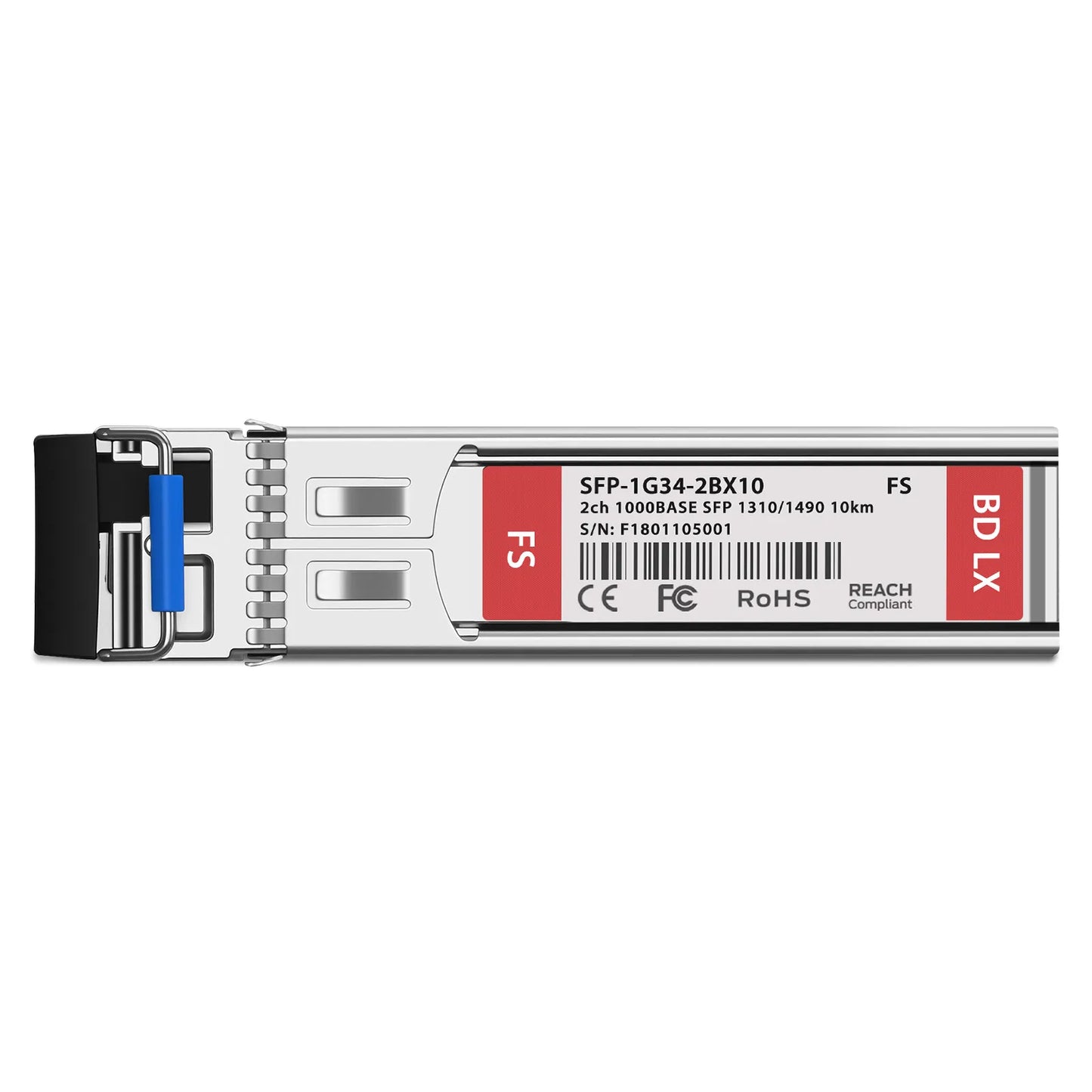 1000BASE-BX-U CSFP 2-Channel BiDi 1310nm-TX/1490nm-RX 10km DOM Duplex LC/UPC SMF Optical Transceiver Module for FS Switches