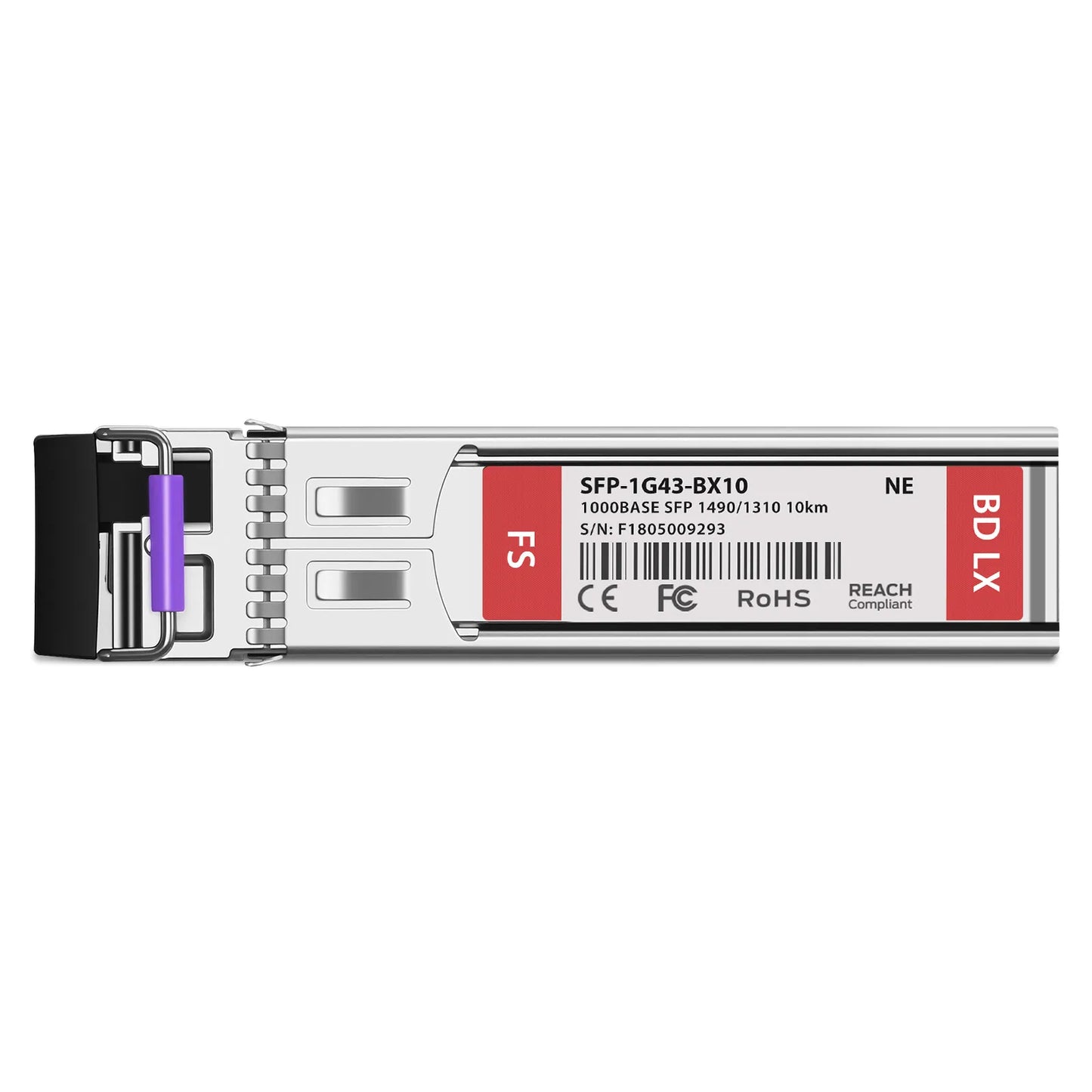 NETGEAR Compatible 1000BASE-BX-D SFP BiDi 1490nm-TX/1310nm-RX 10km DOM Simplex LC/UPC SMF Optical Transceiver Module