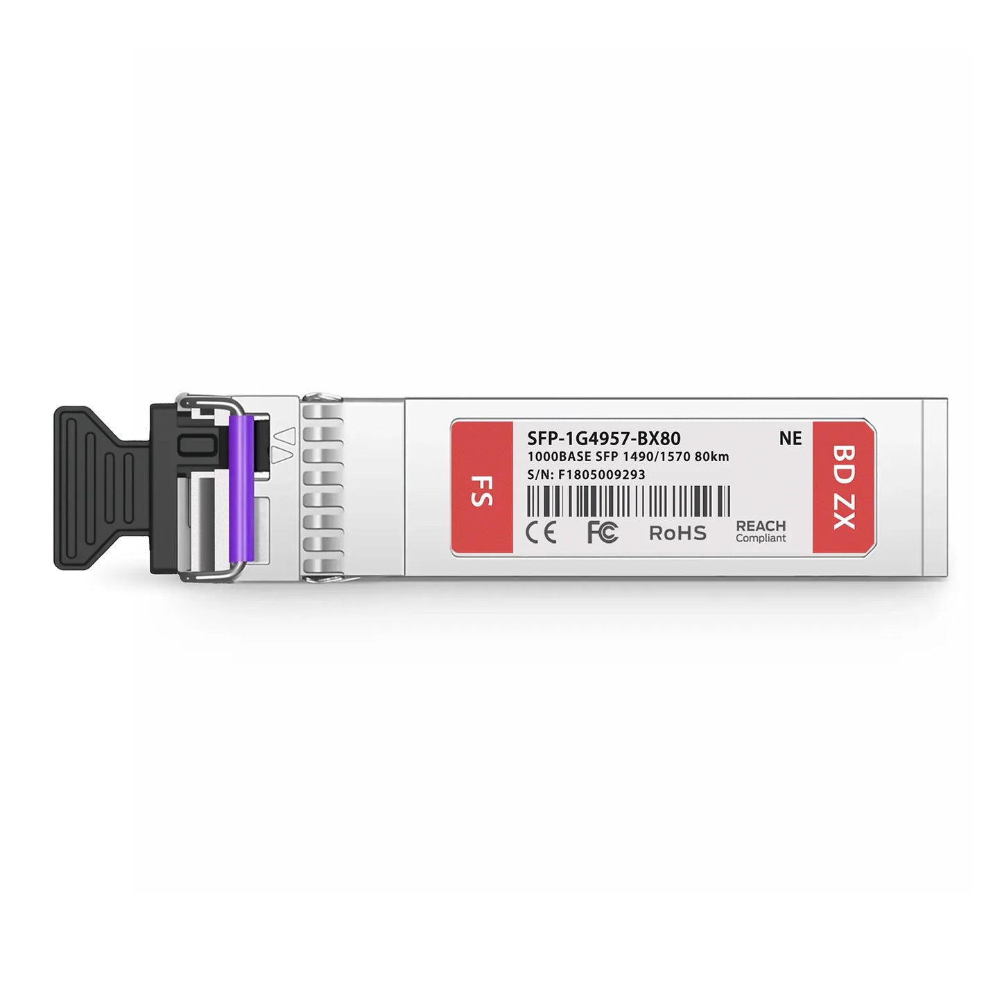 NETGEAR Compatible 1000BASE-BX-U SFP BiDi 1490nm-TX/1570nm-RX 80km DOM Simplex LC/UPC SMF Optical Transceiver Module