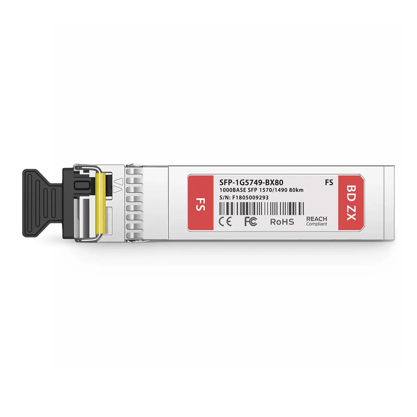 1000BASE-BX-D SFP BiDi 1570nm-TX/1490nm-RX 80km DOM Simplex LC/UPC SMF Optical Transceiver Module for FS Switches