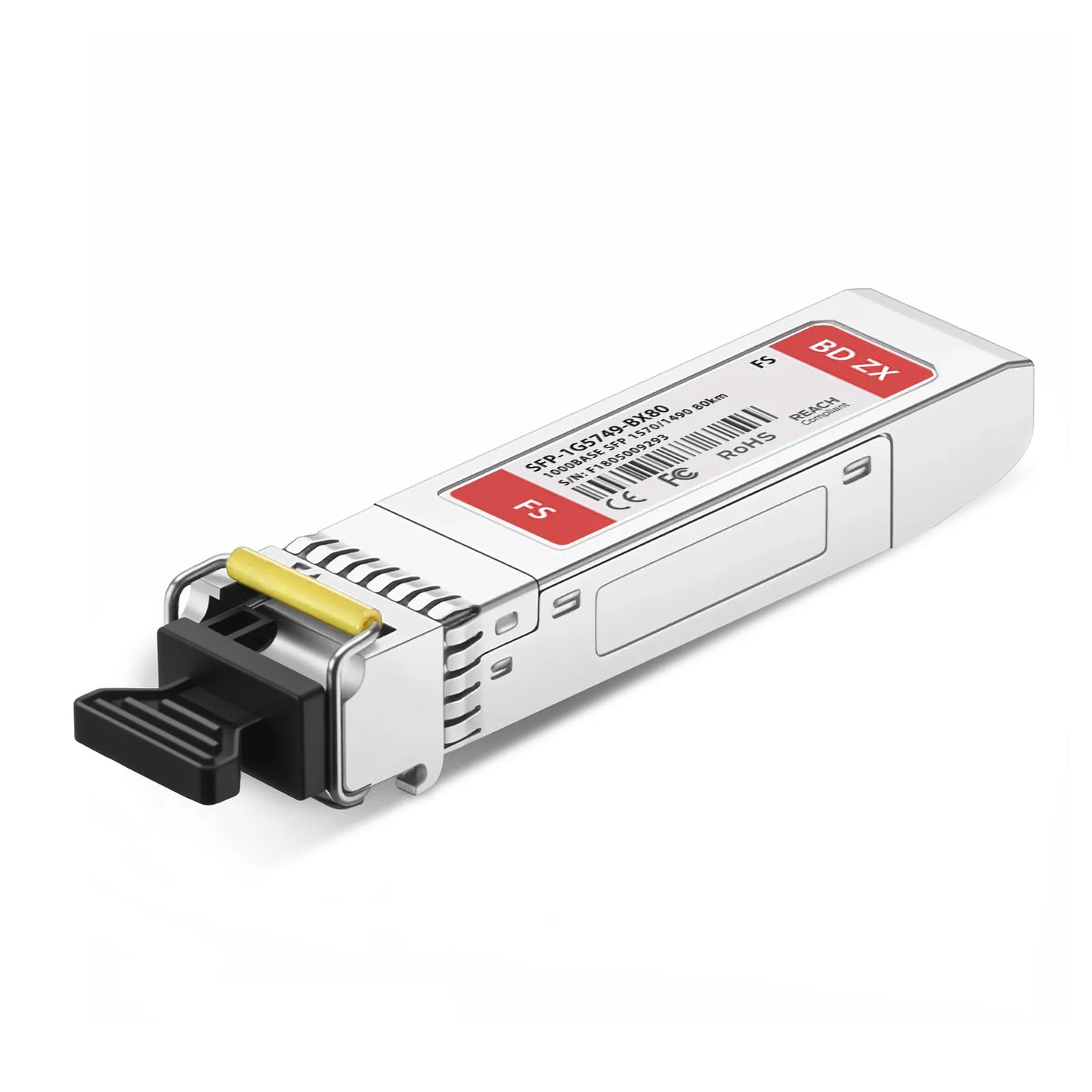 1000BASE-BX-D SFP BiDi 1570nm-TX/1490nm-RX 80km DOM Simplex LC/UPC SMF Optical Transceiver Module for FS Switches
