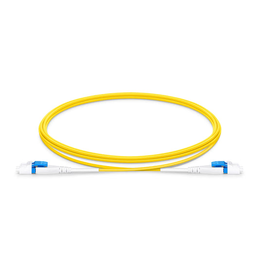 1.5m (5ft) Fiber Patch Cable, 2 Fibers, LC UPC Duplex to LC UPC Duplex Flat Clip Uniboot, Single Mode (OS2), Riser (OFNR), 1.6mm, Yellow