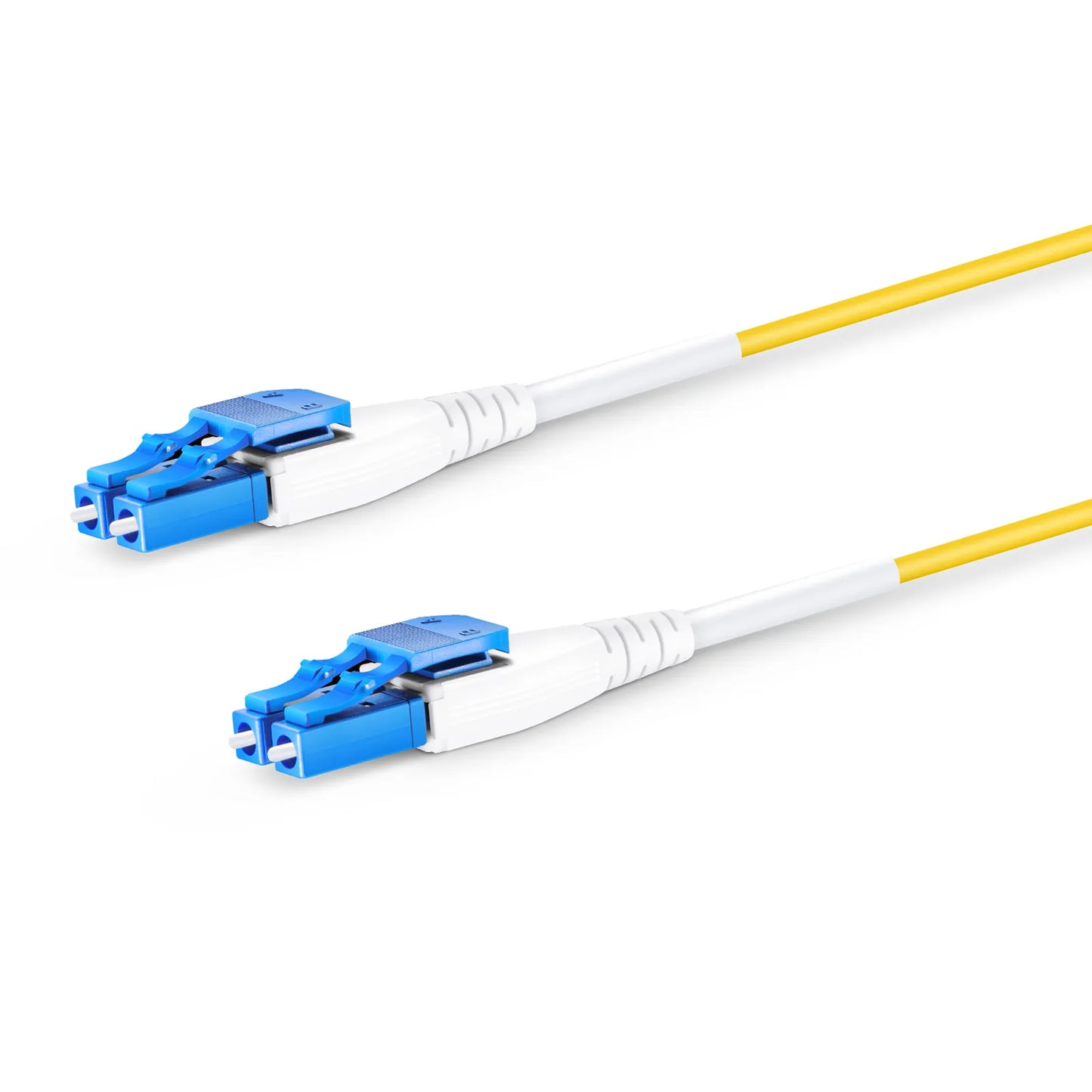 2m (7ft) Fiber Patch Cable, 2 Fibers, LC UPC Duplex to LC UPC Duplex Flat Clip Uniboot, Single Mode (OS2), Riser (OFNR), 1.6mm, Yellow