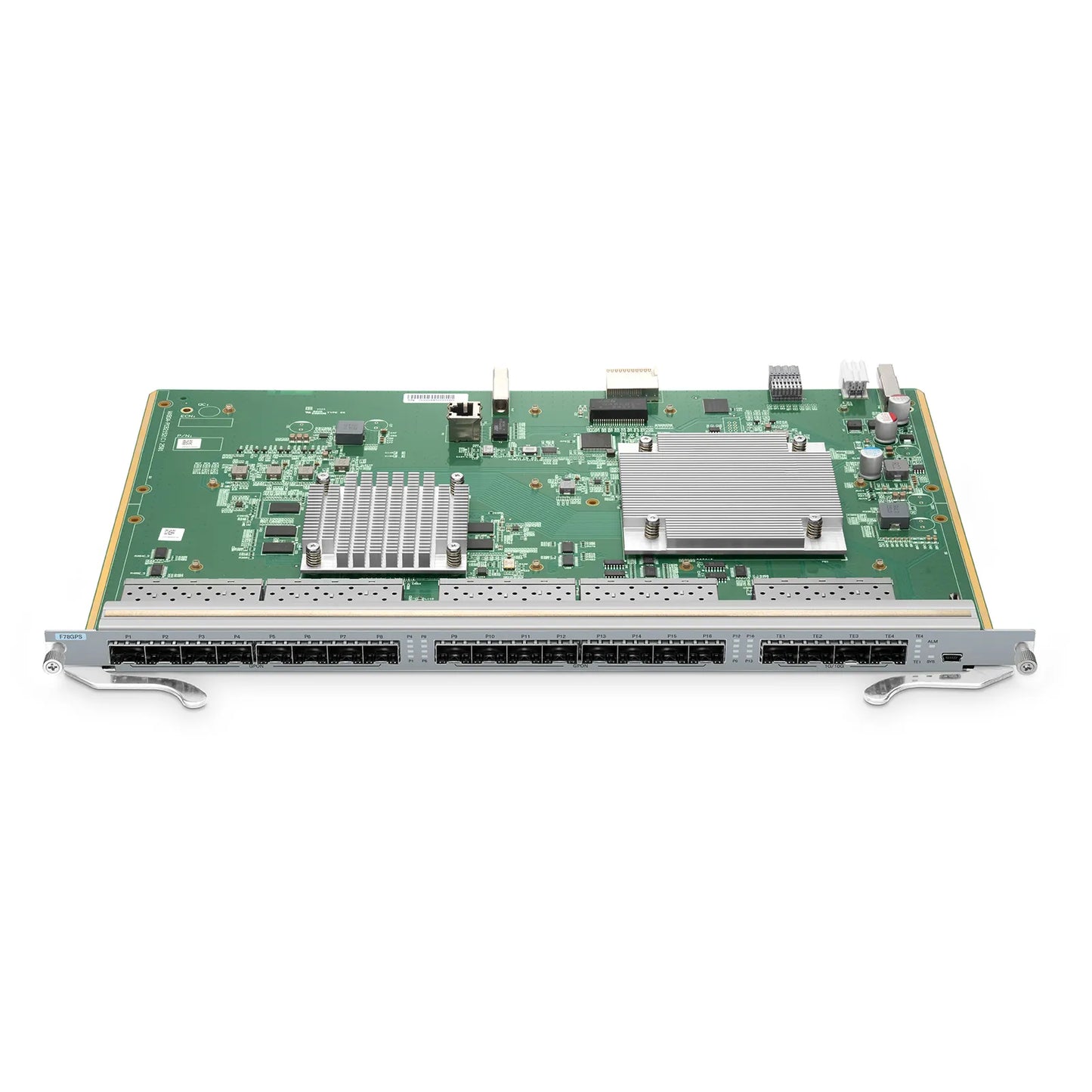 F78GPS, 16-Port GPON OLT Line Card with 16 x GPON, 4 x 10G SFP+ Ports, Broadcom Chip (Without Optical Modules)