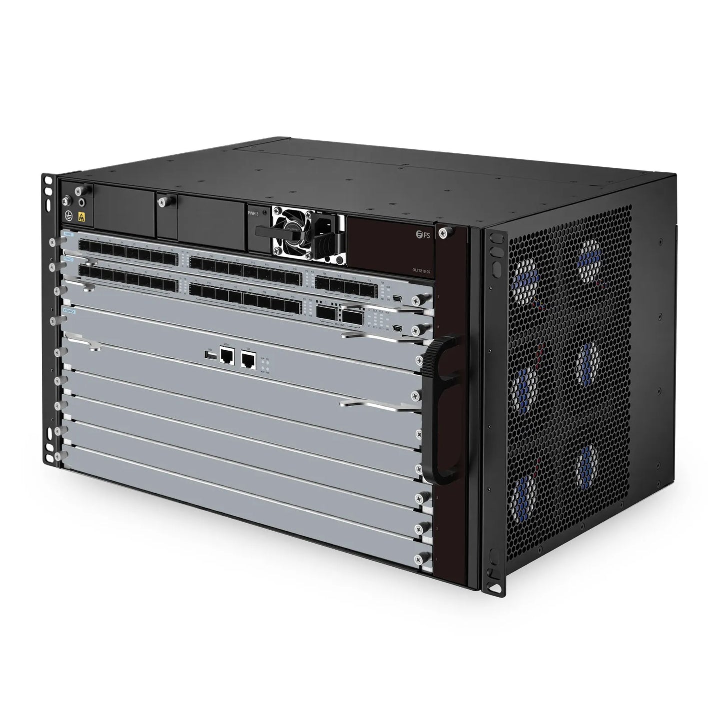 OLT7810-07, 7-Slot GPON/XG(S)-PON/Combo Chassis OLT with Standard Fan Board, 3 Power Slots, 2 MSU Control Slots and 7 Line Card Slots, Broadcom Chip (1*AC Power Supply and 1*Main Control Unit Included)