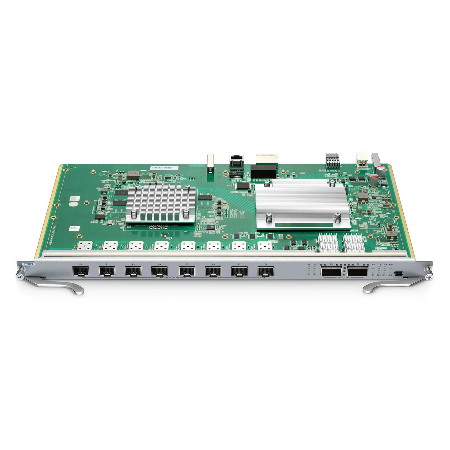F78CPT, 8-Port Combo OLT Line Card with 8 x XG(S)-PON Combo, 2 x 100G QSFP28 Ports, Broadcom Chip (Without Modules)