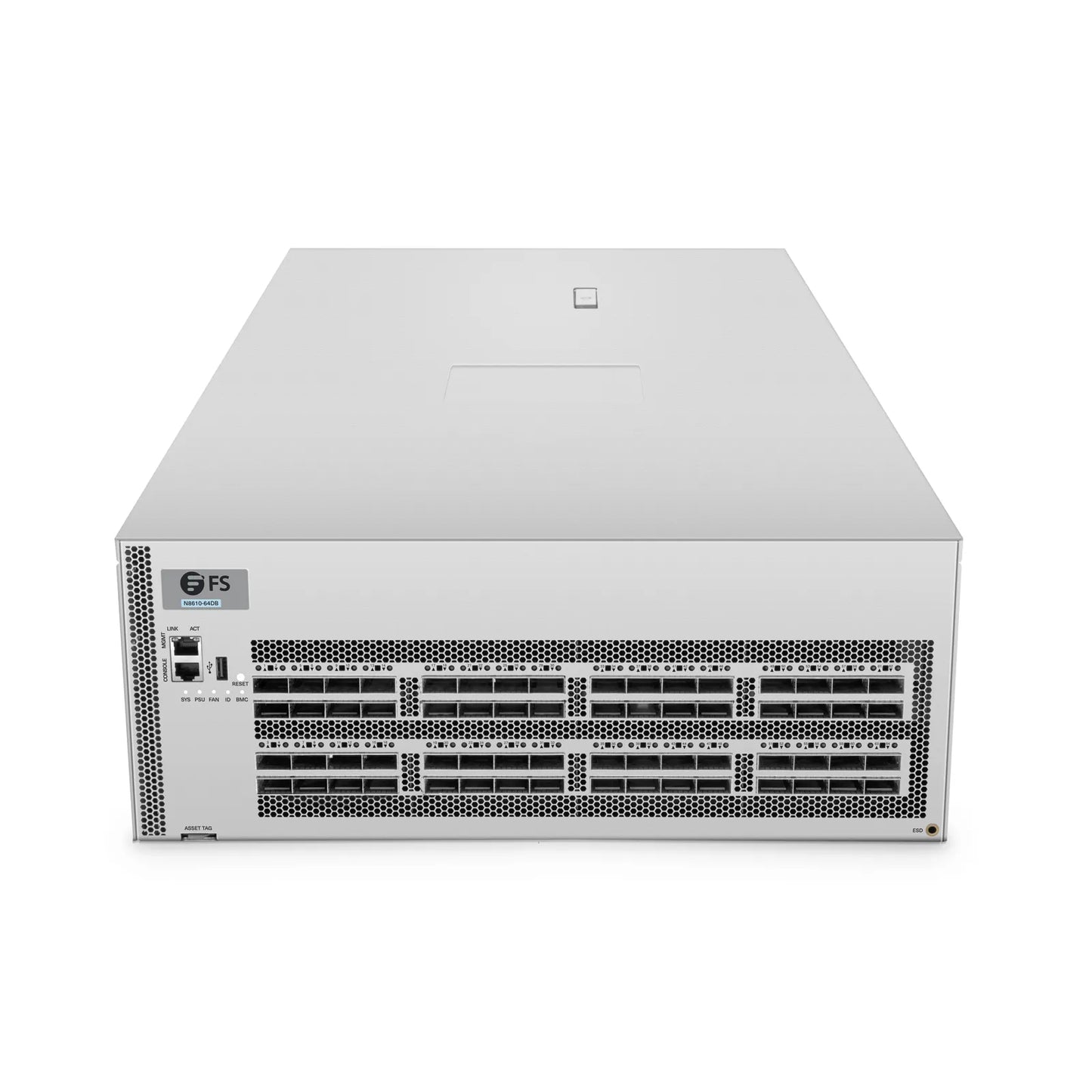 N8610-64DB, 4U, 64-Port Ethernet HPC/AI Data Center Switch, 64 x 400Gb QSFP-DD, PicOS®, Broadcom Tomahawk 4 Chip, Front-to-Back Airflow
