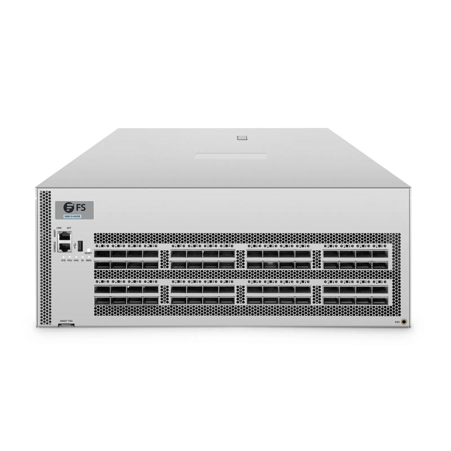 N8610-64DB, 4U, 64-Port Ethernet HPC/AI Data Center Switch, 64 x 400Gb QSFP-DD, PicOS®, Broadcom Tomahawk 4 Chip, Front-to-Back Airflow