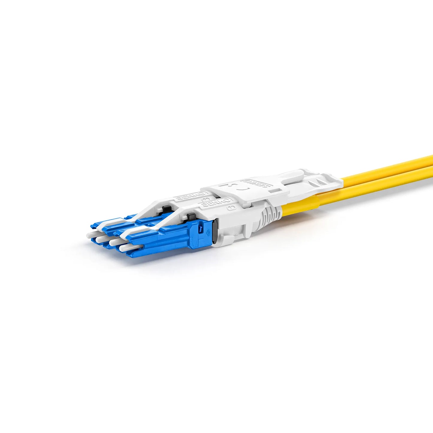 1m (3ft) Fiber Patch Cable, 4 Fibers, 2 x CS™ UPC Duplex to 2 x LC UPC Duplex Flat Clip Uniboot, Single Mode (OS2), Riser (OFNR), 2.0mm, Yellow, for 200/400/800G Network Connection
