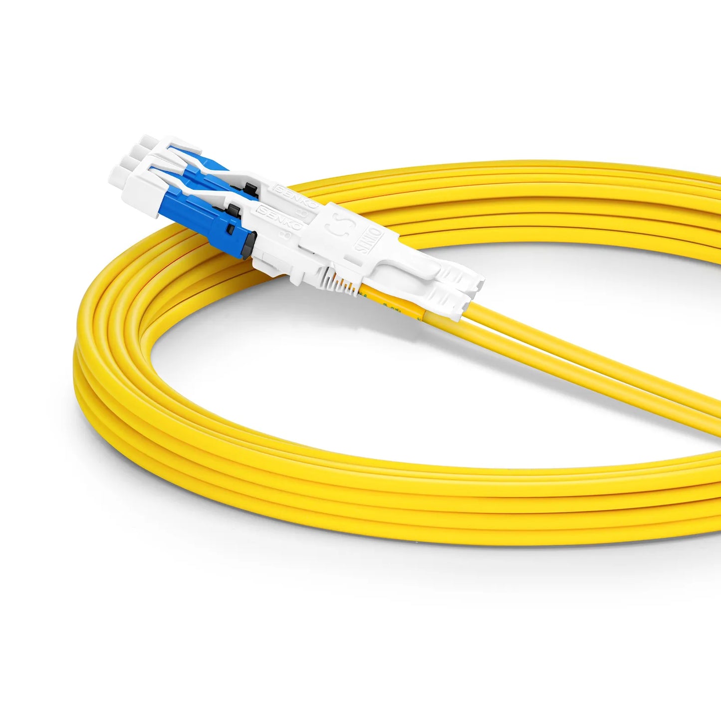 3m (10ft) Fiber Patch Cable, 4 Fibers, 2 x CS™ UPC Duplex to 2 x LC UPC Duplex Flat Clip Uniboot, Single Mode (OS2), Riser (OFNR), 2.0mm, Yellow, for 200/400/800G Network Connection