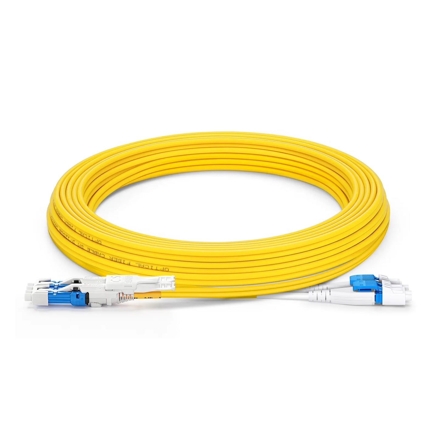 5m (16ft) Fiber Patch Cable, 4 Fibers, 2 x CS™ UPC Duplex to 2 x LC UPC Duplex Flat Clip Uniboot, Single Mode (OS2), Riser (OFNR), 2.0mm, Yellow, for 200/400/800G Network Connection