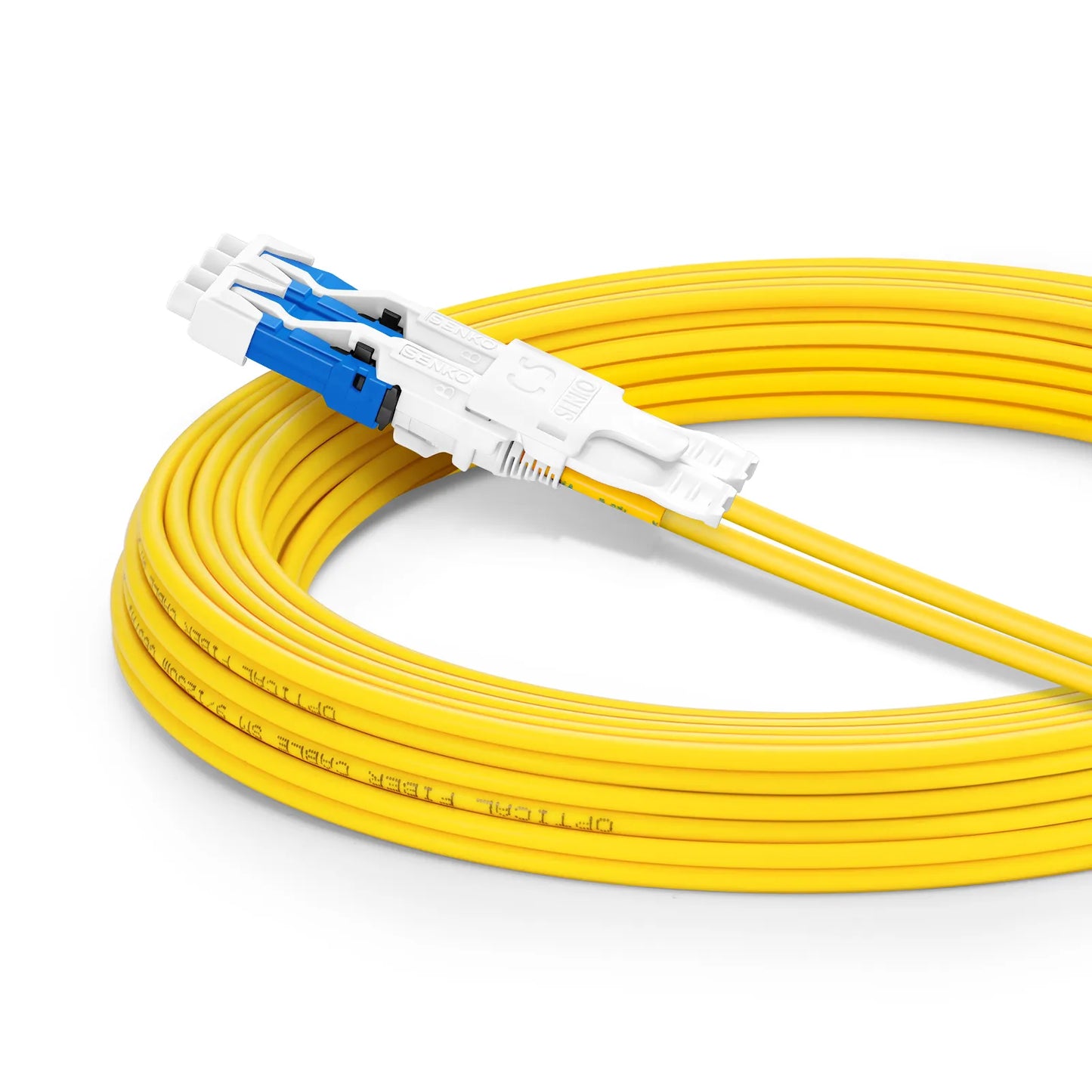 5m (16ft) Fiber Patch Cable, 4 Fibers, 2 x CS™ UPC Duplex to 2 x LC UPC Duplex Flat Clip Uniboot, Single Mode (OS2), Riser (OFNR), 2.0mm, Yellow, for 200/400/800G Network Connection