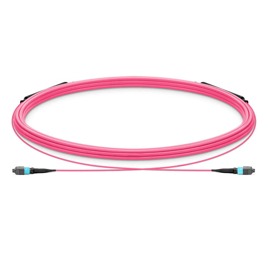 5m (16ft) MTP® Trunk Cable, MTP®-12 UPC (Female) to MTP®-12 UPC (Female), 12 Fibers, Multimode (OM4), Plenum (OFNP), 0.20dB Max, Type B, Double Jacket, Magenta