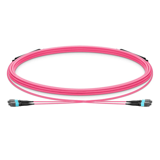 5m (16ft) MTP® Trunk Cable, MTP®-12 UPC (Female) to MTP®-12 UPC (Female), 24 Fibers, Multimode (OM4), Plenum (OFNP), 0.20dB Max, Type B, Double Jacket, Magenta