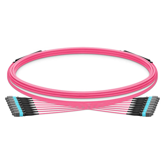 5m (16ft) MTP® Trunk Cable, MTP®-12 UPC (Female) to MTP®-12 UPC (Female), 96 Fibers, Multimode (OM4), Plenum (OFNP), 0.20dB Max, Type B, Double Jacket, Magenta