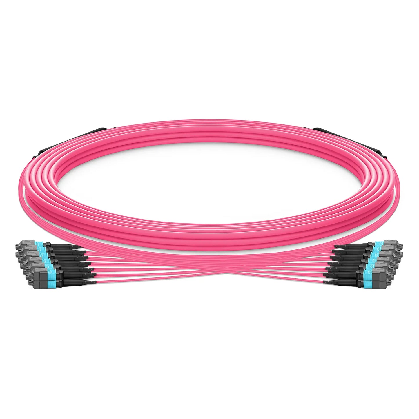 30m (98ft) MTP® Trunk Cable, MTP®-12 UPC (Female) to MTP®-12 UPC (Female), 144 Fibers, Multimode (OM4), Plenum (OFNP), 0.20dB Max, Type B, Double Jacket, Magenta, with Spool