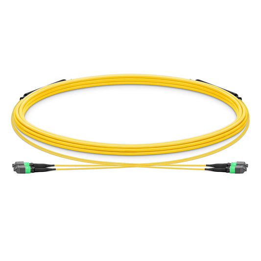 5m (16ft) MTP® Trunk Cable, MTP®-12 APC (Female) to MTP®-12 APC (Female), 24 Fibers, Single Mode (OS2), Plenum (OFNP), 0.35dB Max, Type B, Double Jacket, Yellow