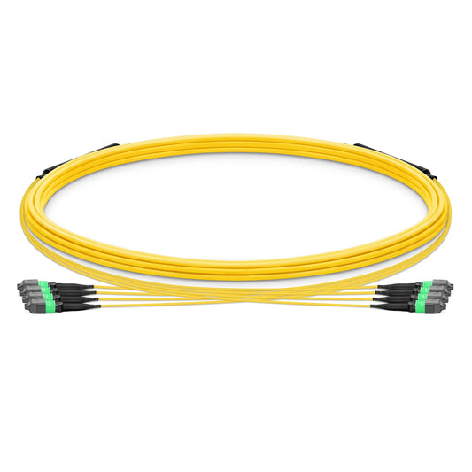 5m (16ft) MTP® Trunk Cable, MTP®-12 APC (Female) to MTP®-12 APC (Female), 48 Fibers, Single Mode (OS2), Plenum (OFNP), 0.35dB Max, Type B, Double Jacket, Yellow