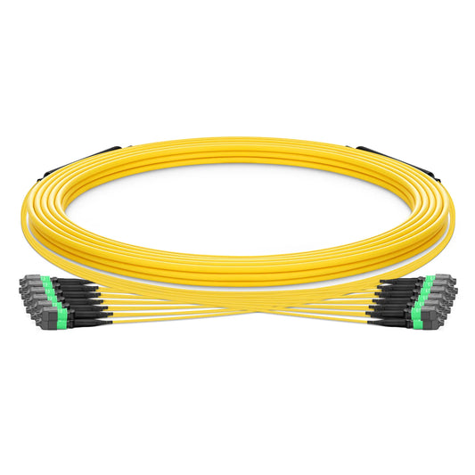20m (66ft) MTP® Trunk Cable, MTP®-12 APC (Female) to MTP®-12 APC (Female), 144 Fibers, Single Mode (OS2), Plenum (OFNP), 0.35dB Max, Type B, Double Jacket, Yellow