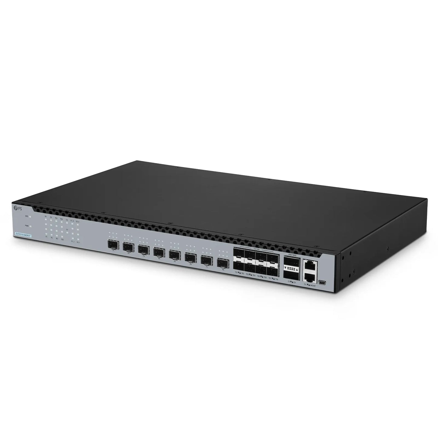 OLT3710-08CP2T, 8-Port GPON & XG(S)-PON Combo OLT with 8 x 10G SFP+ and 2 x 100G QSFP28 Uplink Ports, Dual Power Supply, Broadcom Chip