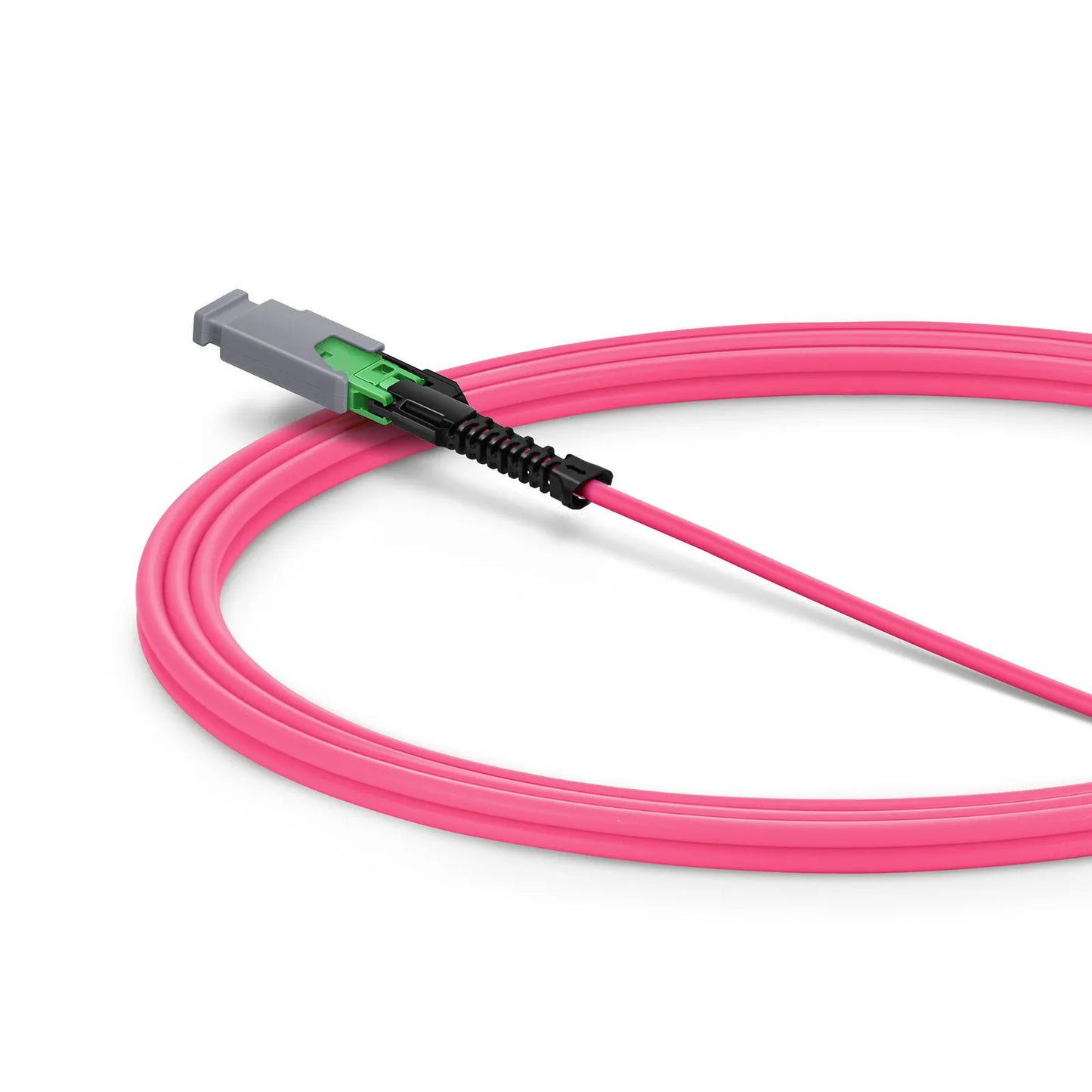 2m (7ft) MMC Jumper, MMC-24 APC (Female) to MTP®-24 UPC (Female), 24 Fibers, Multimode (OM4), Plenum (OFNP), 0.35dB Max, Jumper Polarity, Magenta