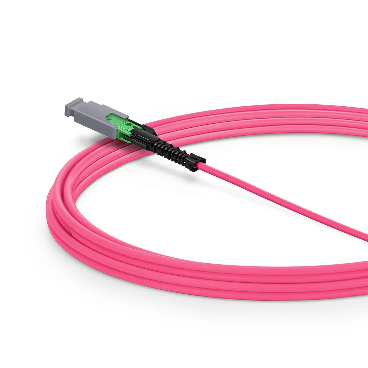 3m (10ft) MMC Jumper, MMC-24 APC (Female) to MTP®-24 UPC (Female), 24 Fibers, Multimode (OM4), Plenum (OFNP), 0.35dB Max, Jumper Polarity, Magenta