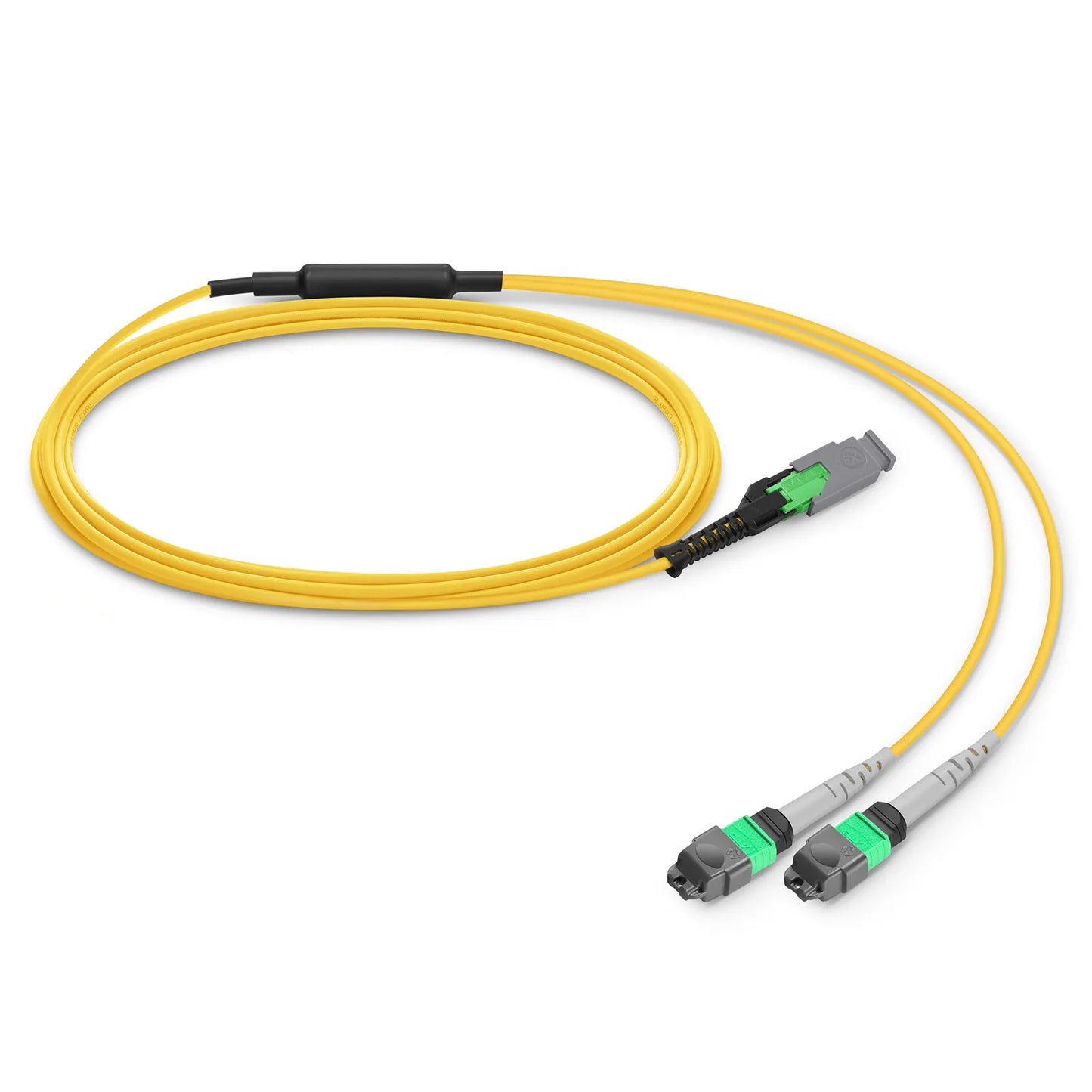 1m (3ft) MMC Breakout Cable, MMC-16 APC (Female) to 2 x MTP®-8 APC (Female), 16 Fibers, Single Mode (OS2), Plenum (OFNP), 0.35dB Max, Jumper Polarity, Yellow