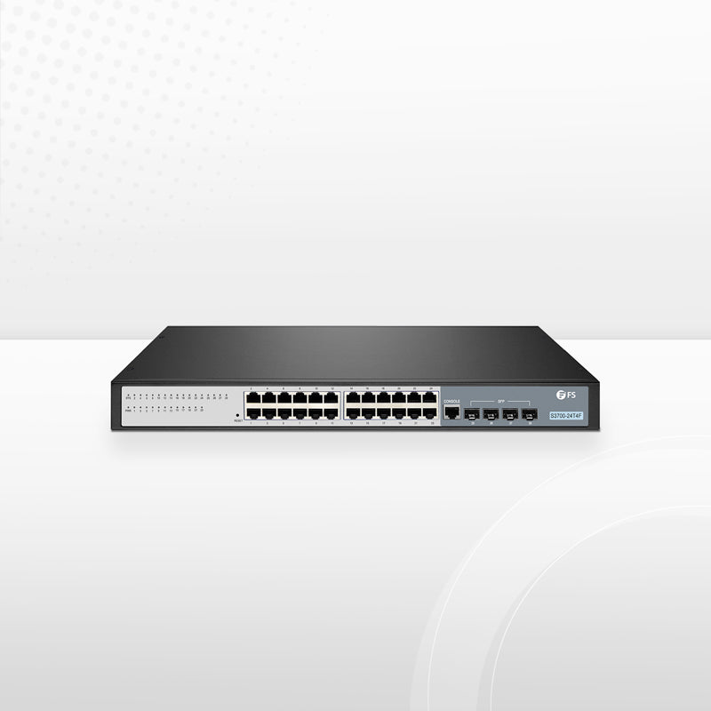 S3700-24T4F, 24-Port Gigabit Ethernet L2+ Switch, 24 x Gigabit RJ45, with 4 x 1Gb SFP Uplinks, Fanless