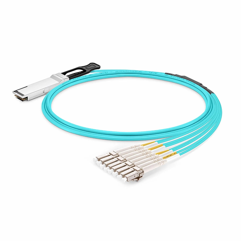 Refurb Squared 15m (49ft) Brocade Compatible 100G QSFP28 4 x 25G NRZ to 4 Duplex LC 25G NRZ Active Optical Breakout Cable