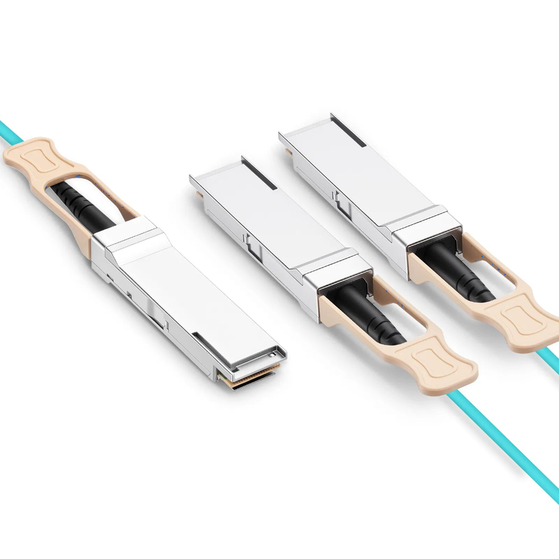 Refurb Squared 25m (82ft) 200G QSFP56 4 x 50G PAM4 to 2 x 100G QSFP28 4 x 25G NRZ Active Breakout Optical Cable forFOSwitches