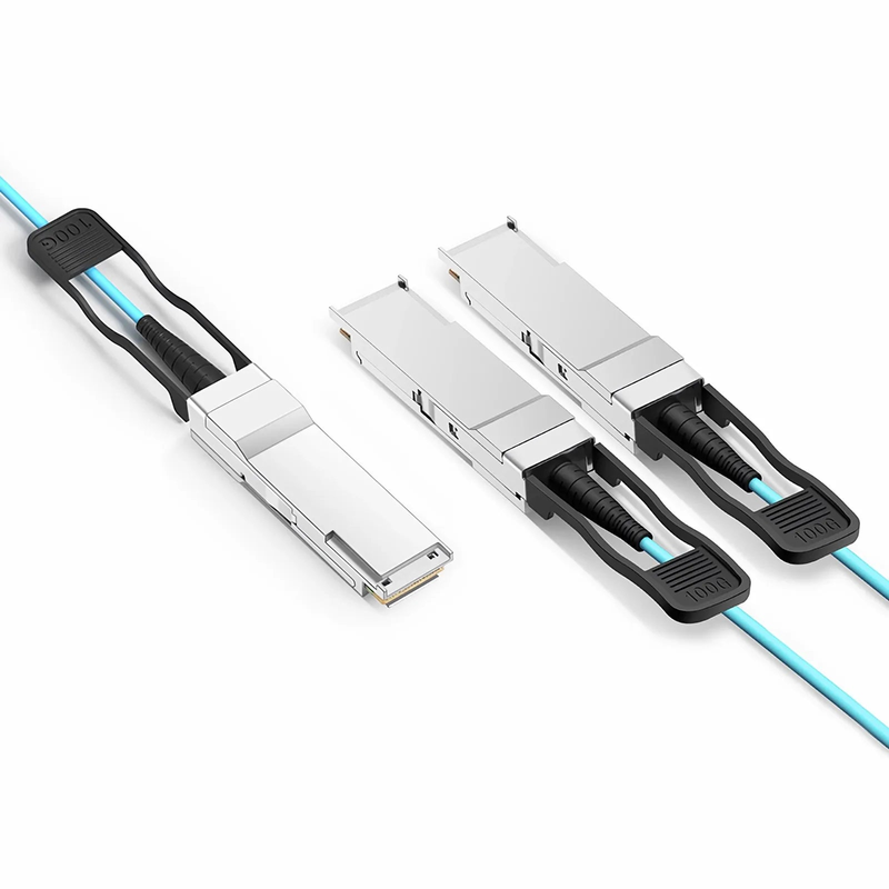 Refurb Squared 30m (98ft) Arista Networks Compatible 100G QSFP28 4 x 25G NRZ to 2 x 50G QSFP28 2 x 25G NRZ Active Optical Breakout Cable