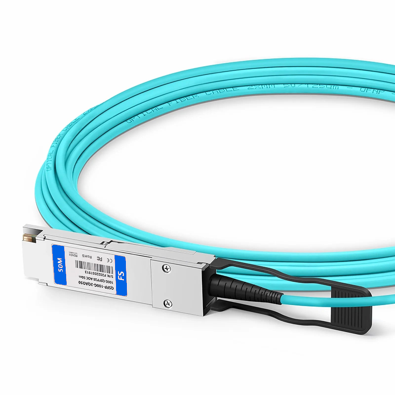 Refurb Squared 50m (164ft) Cisco Compatible 100G QSFP28 4 x 25G NRZ to 2 x 50G QSFP28 2 x 25G NRZ Active Optical Breakout Cable