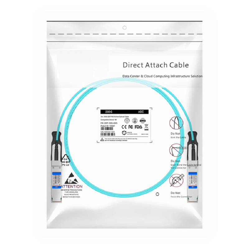 Refurb Squared 1m (3ft) Dell Compatible 200G QSFP-DD 8 x 25G NRZ Active Optical Cable